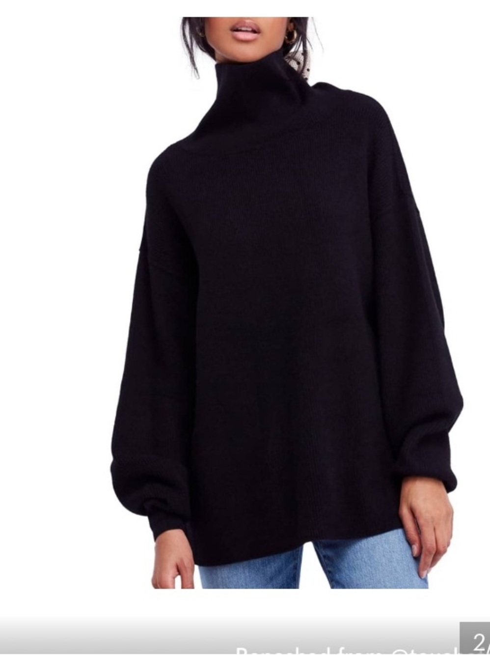 Free People Softly Structured Tunic sweater cowl turtleneck slouchy oversized M